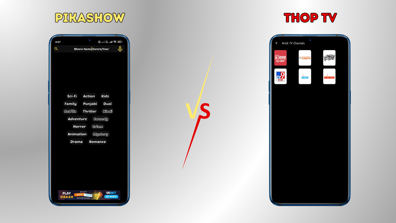 PikaShow vs. Thop TV: On-Demand Videos